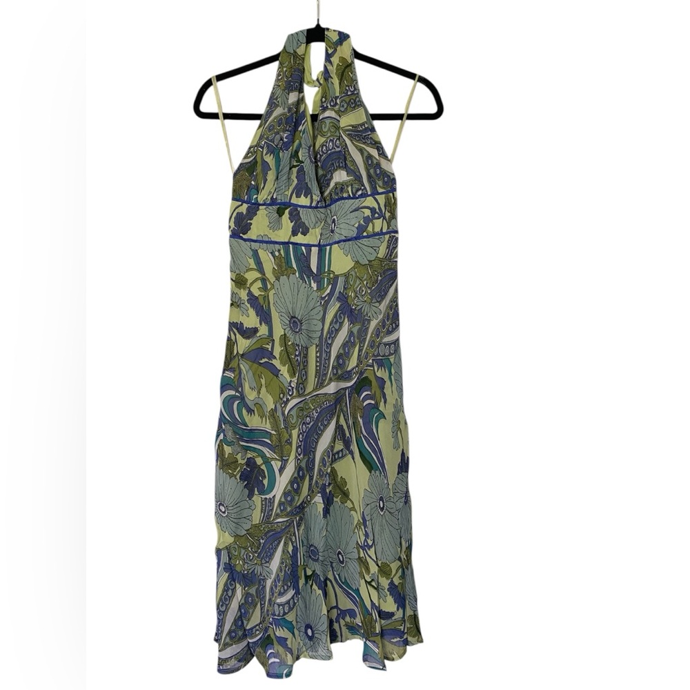 Newport News Green and Blue Halter Maxi Sundress